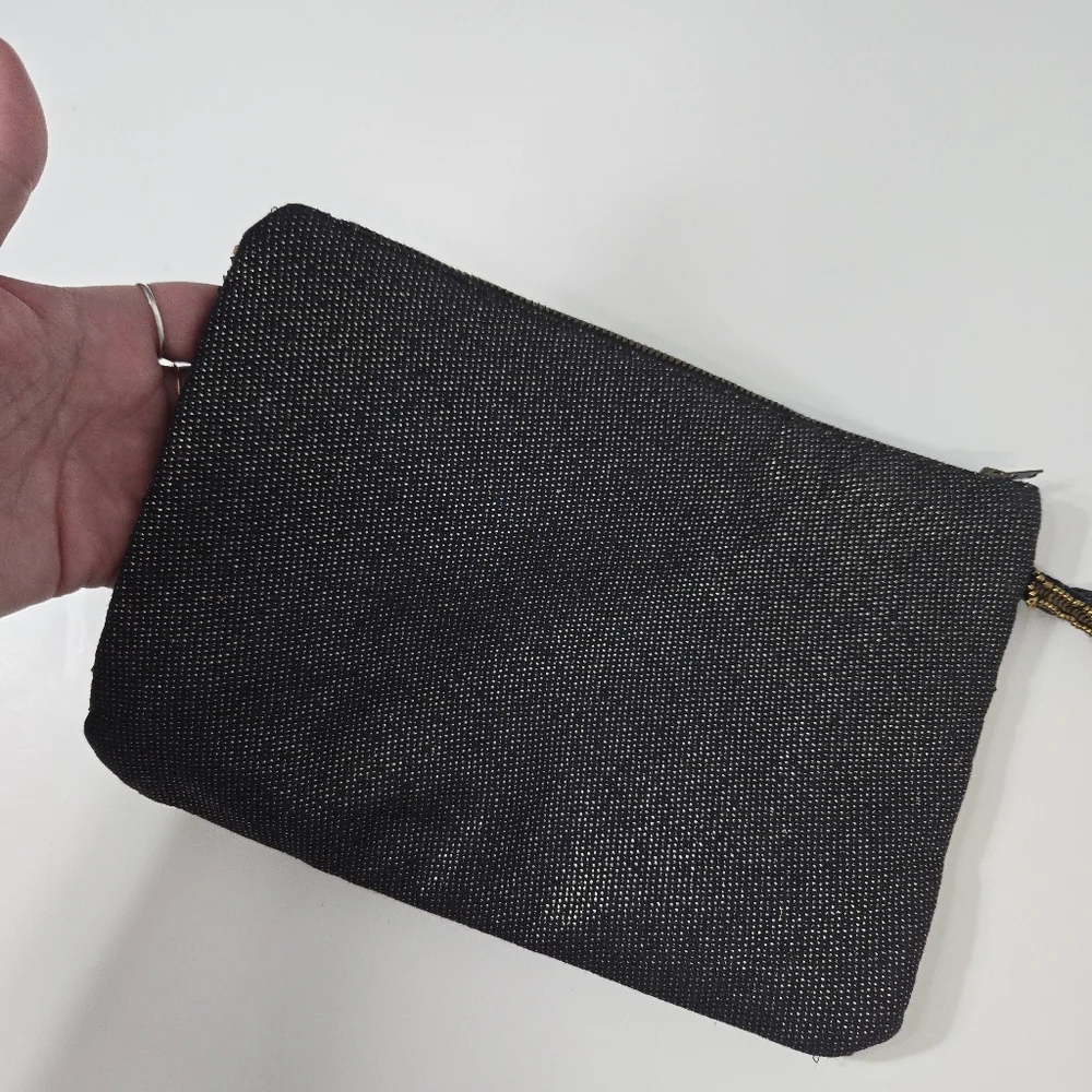Chico's Black and Gold Beaded Wristlet Clutch